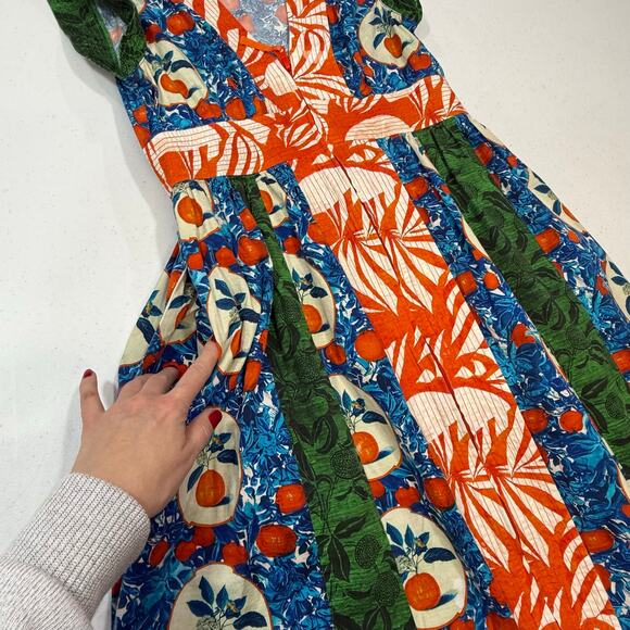 Hunter Bell April Dress orange green cotton size 8 - Picture 4 of 8